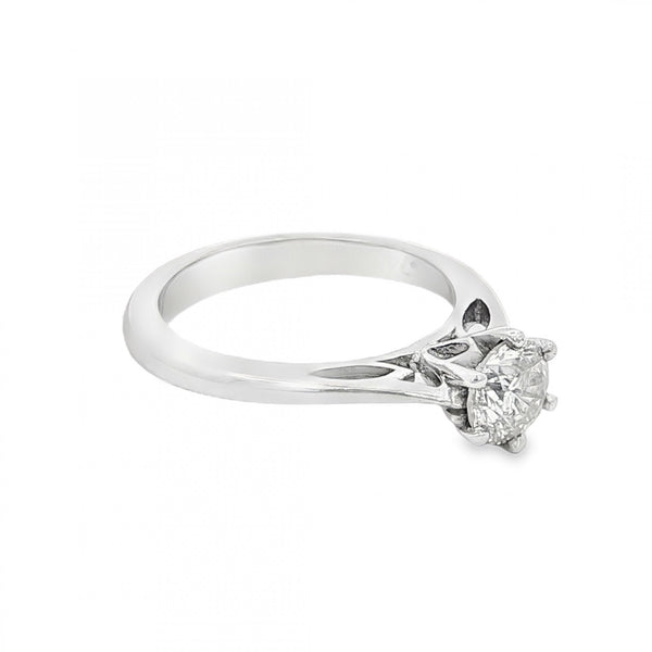 18ct White Gold Diamond Engagement Ring - Size K - 0.74ct