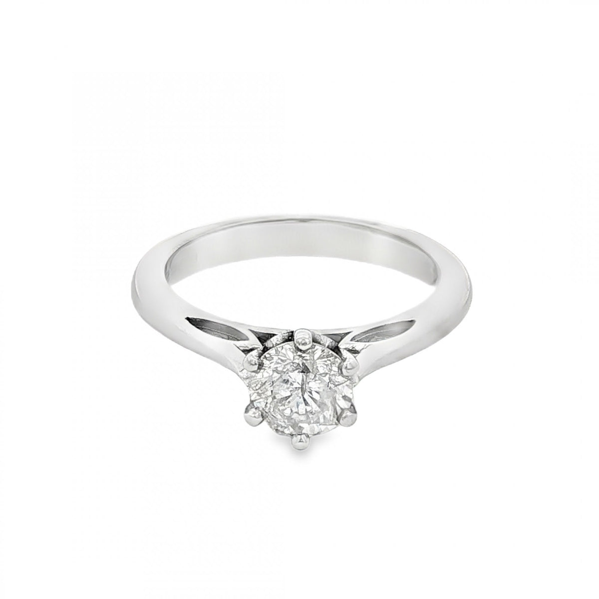 18ct White Gold Diamond Engagement Ring - Size K - 0.74ct