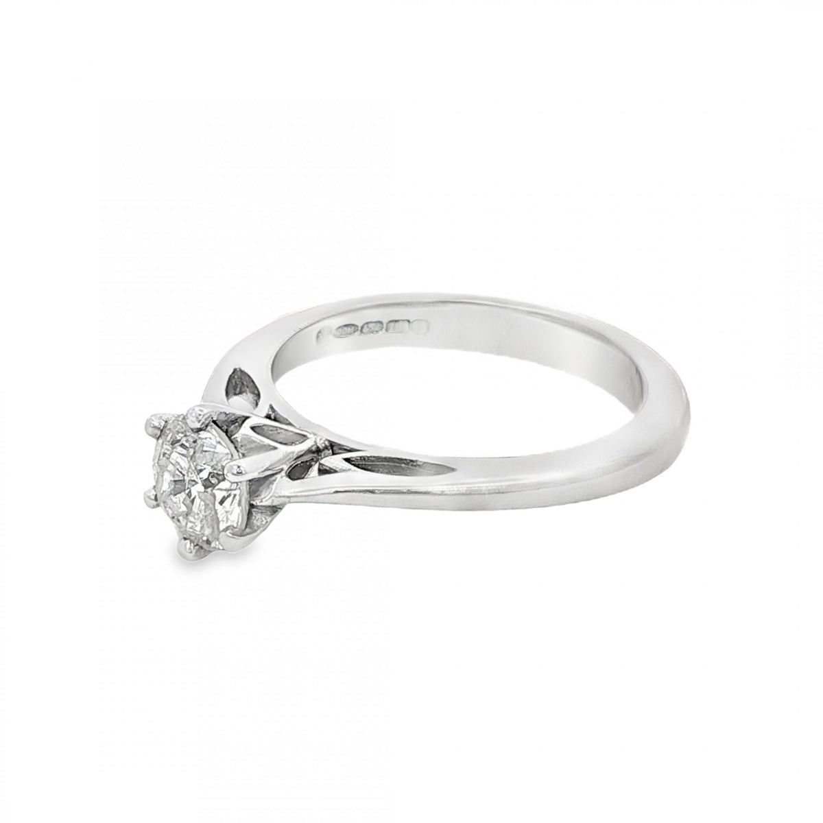 18ct White Gold Diamond Engagement Ring - Size K - 0.74ct