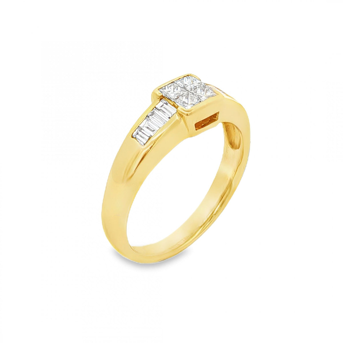 18ct Yellow Gold Pressure-Set Diamond Engagement Ring - 0.56ct