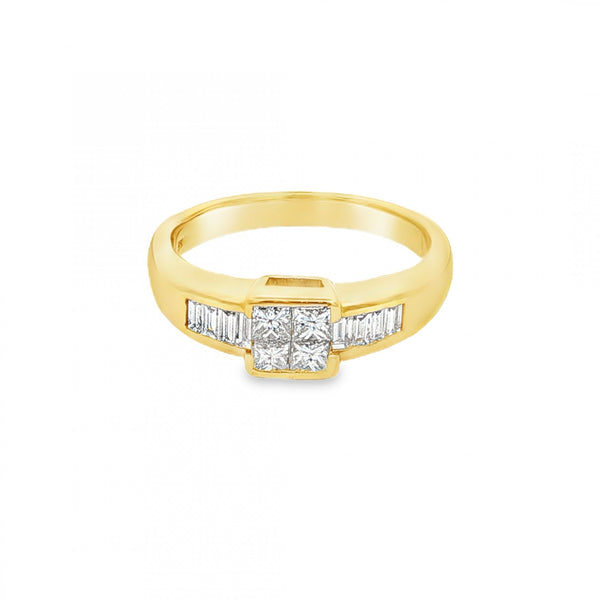 18ct Yellow Gold Pressure-Set Diamond Engagement Ring - 0.56ct