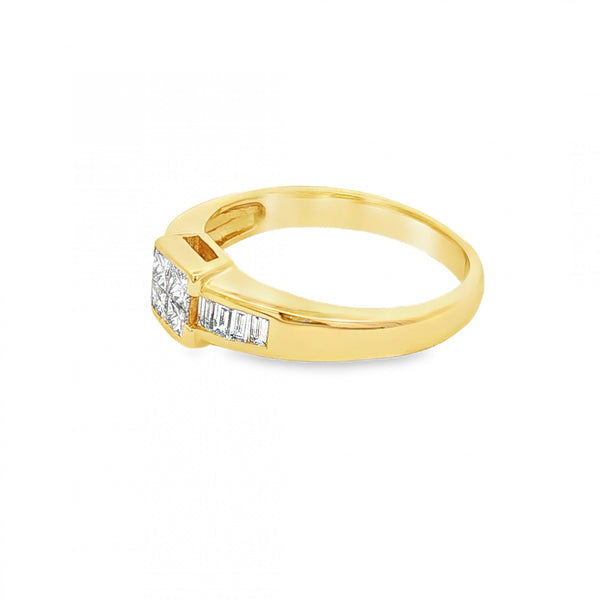 18ct Yellow Gold Pressure-Set Diamond Engagement Ring - 0.56ct