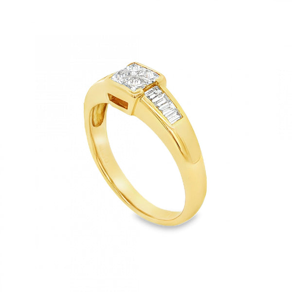 18ct Yellow Gold Pressure-Set Diamond Engagement Ring - 0.56ct