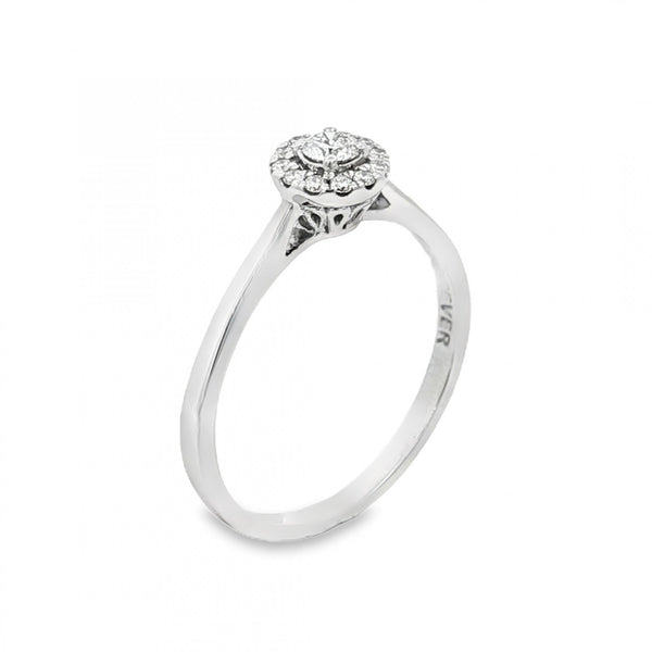 18ct White Gold Diamond Cluster Ring - Size R½ - 0.25ct