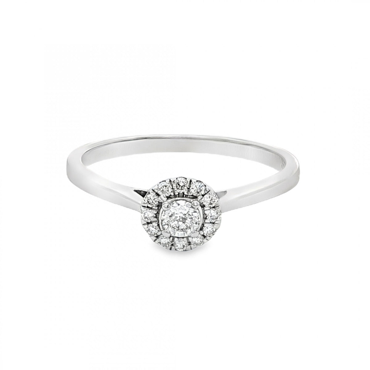 18ct White Gold Diamond Cluster Ring - Size R½ - 0.25ct
