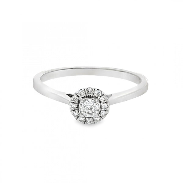 18ct White Gold Diamond Cluster Ring - Size R½ - 0.25ct