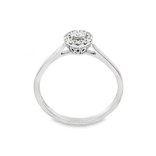 18ct White Gold Diamond Cluster Ring - Size R½ - 0.25ct