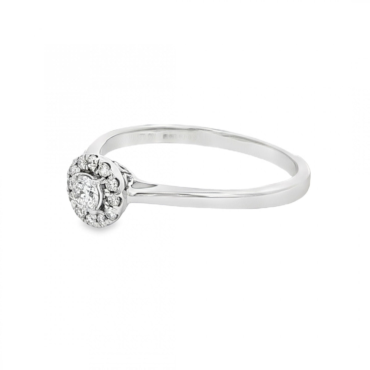 18ct White Gold Diamond Cluster Ring - Size R½ - 0.25ct