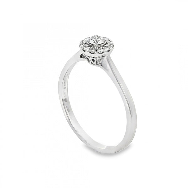 18ct White Gold Diamond Cluster Ring - Size R½ - 0.25ct