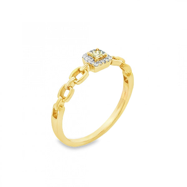 9ct Yellow Gold Yellow Diamond Cluster Ring - Size P - 0.10ct
