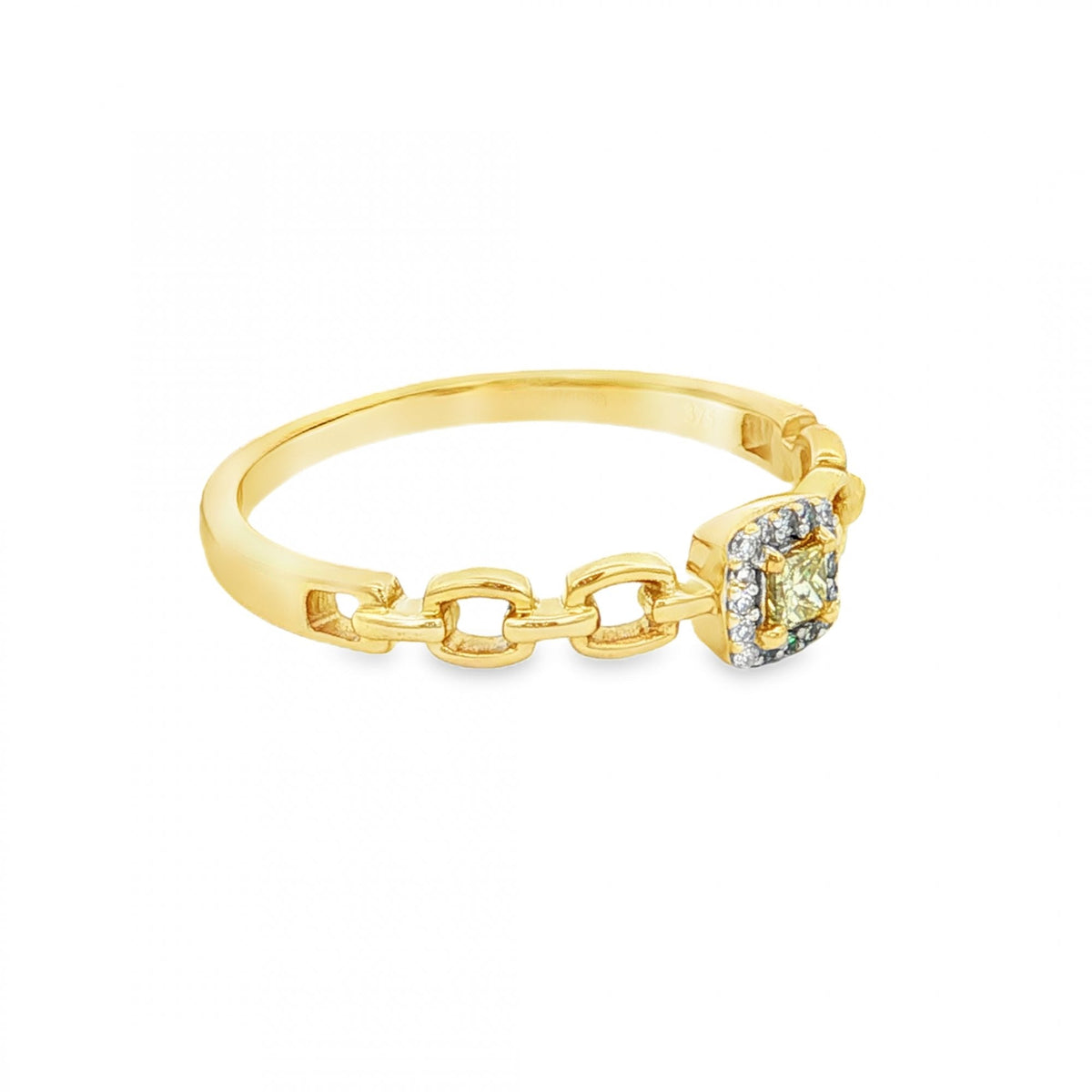 9ct Yellow Gold Yellow Diamond Cluster Ring - Size P - 0.10ct