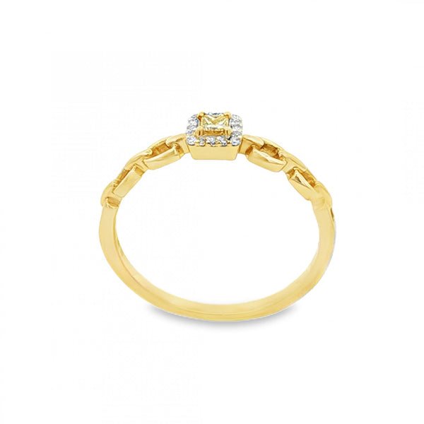 9ct Yellow Gold Yellow Diamond Cluster Ring - Size P - 0.10ct
