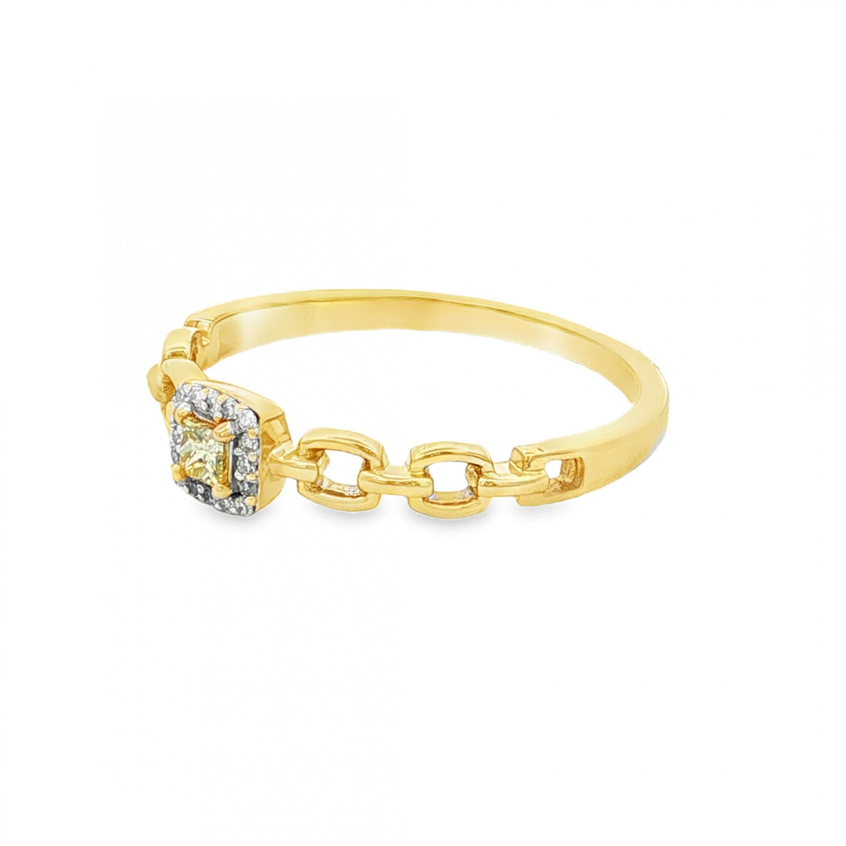 9ct Yellow Gold Yellow Diamond Cluster Ring - Size P - 0.10ct