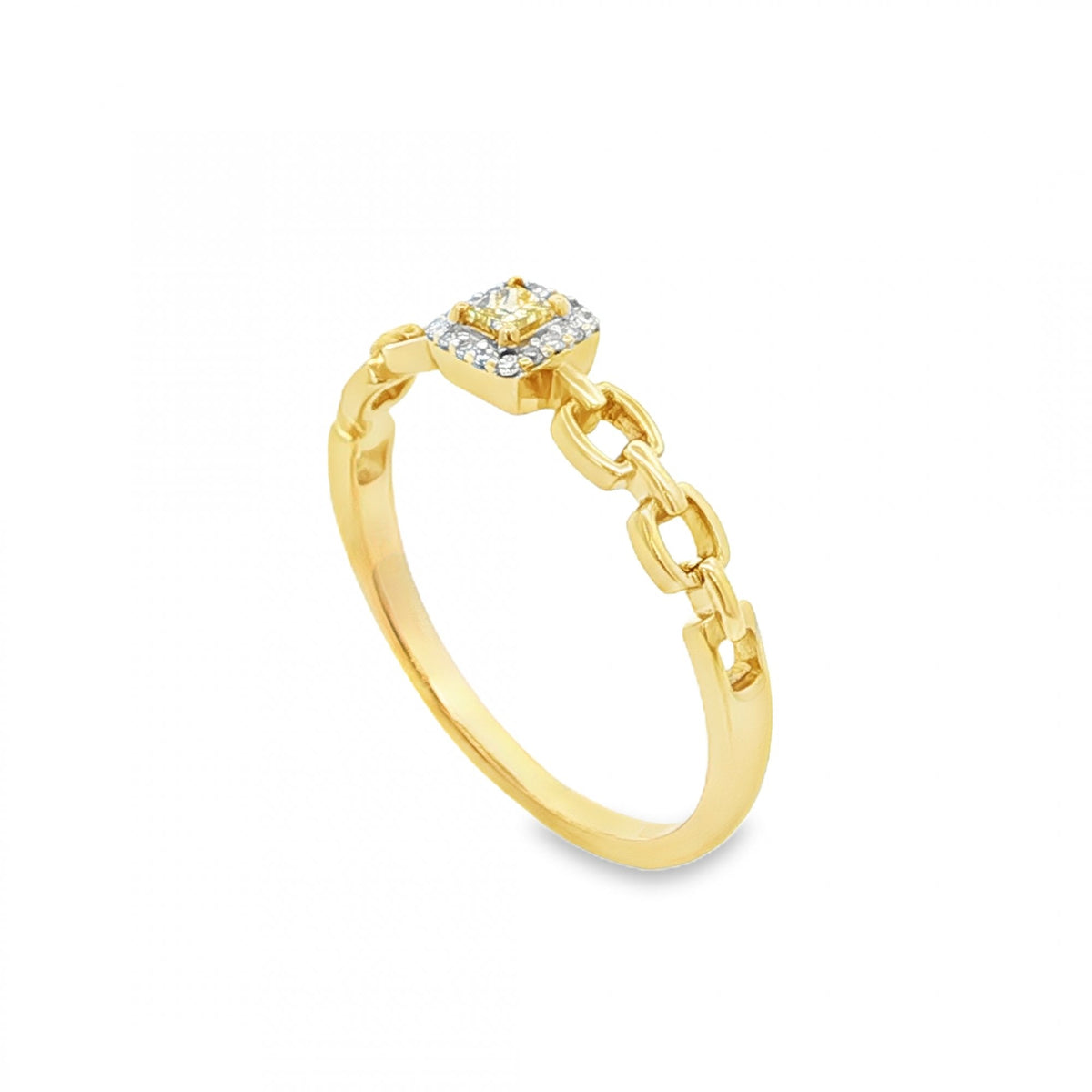 9ct Yellow Gold Yellow Diamond Cluster Ring - Size P - 0.10ct