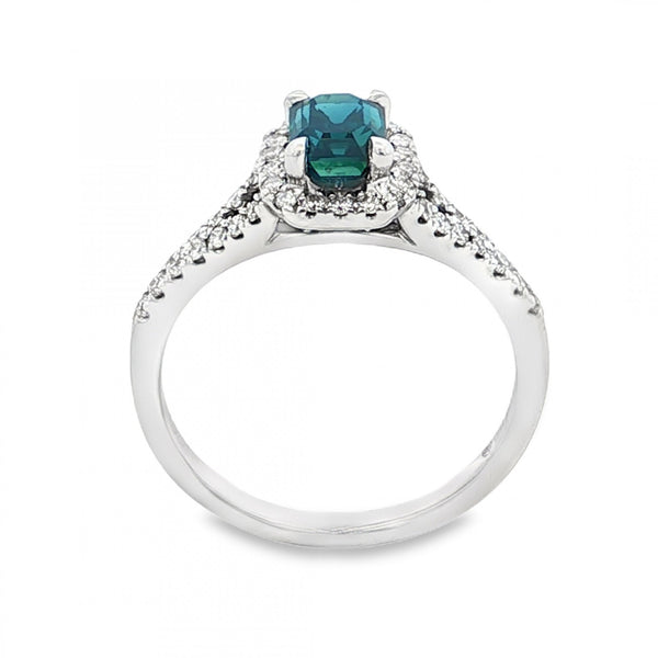 18ct White Gold Sapphire & Diamond Cluster Ring -Size I½ -0.40ct