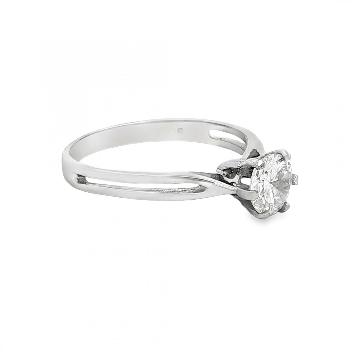 18ct White Gold Diamond Engagement Ring - Size N½ - 0.64ct