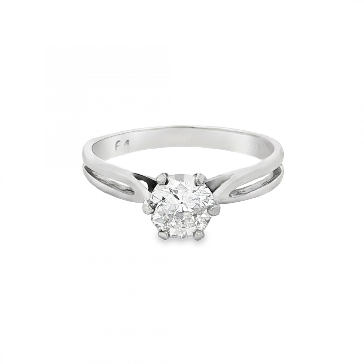 18ct White Gold Diamond Engagement Ring - Size N½ - 0.64ct