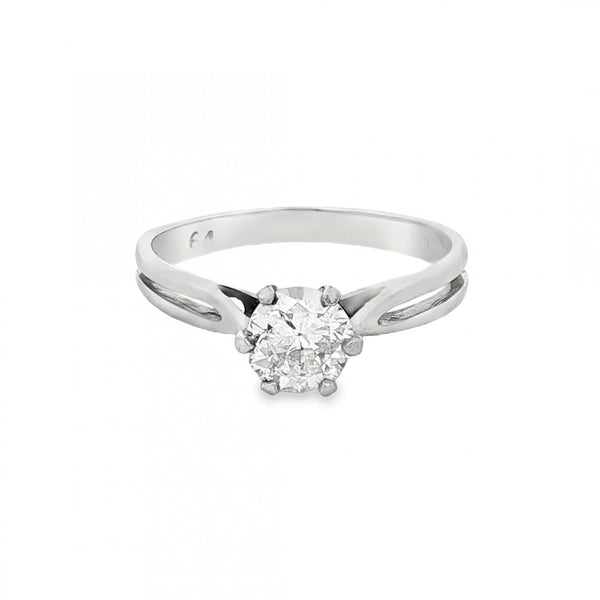 18ct White Gold Diamond Engagement Ring - Size N½ - 0.64ct