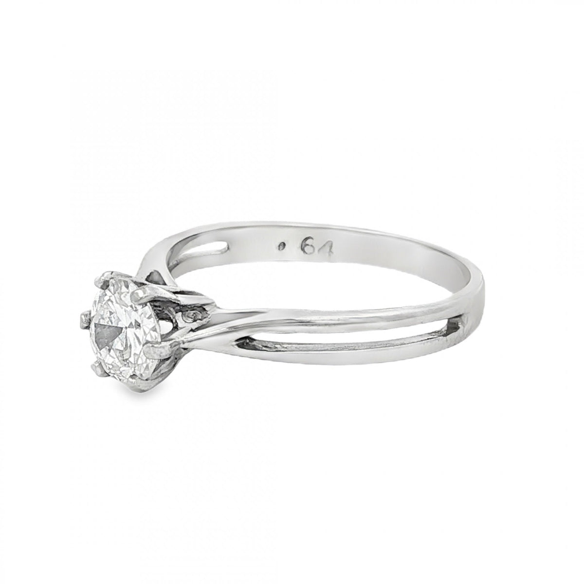 18ct White Gold Diamond Engagement Ring - Size N½ - 0.64ct