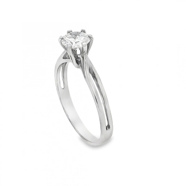 18ct White Gold Diamond Engagement Ring - Size N½ - 0.64ct