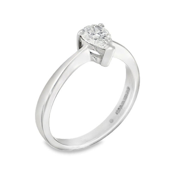 18ct White Gold Pear Diamond Engagement Ring - Size L - 0.51ct
