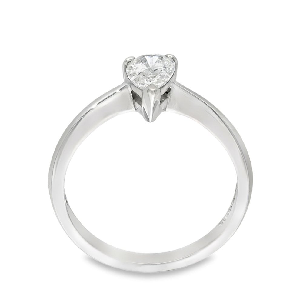 18ct White Gold Pear Diamond Engagement Ring - Size L - 0.51ct