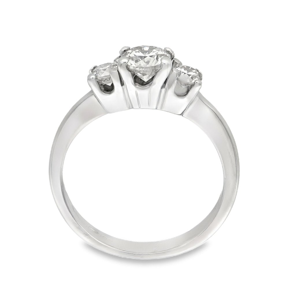 18ct White Gold Diamond Trilogy Ring - Size I - 1.00ct