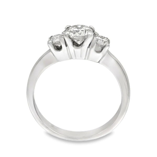18ct White Gold Diamond Trilogy Ring - Size I - 1.00ct