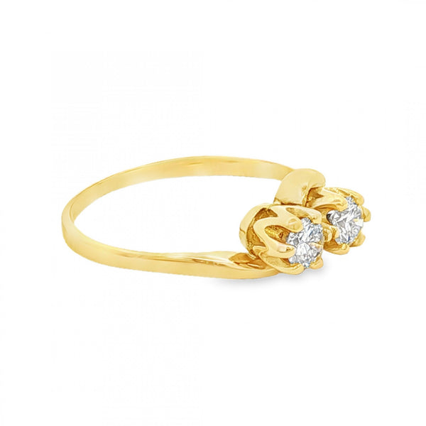 18ct Yellow Gold Two-Stone Diamond Ring - Size K - 0.30ct