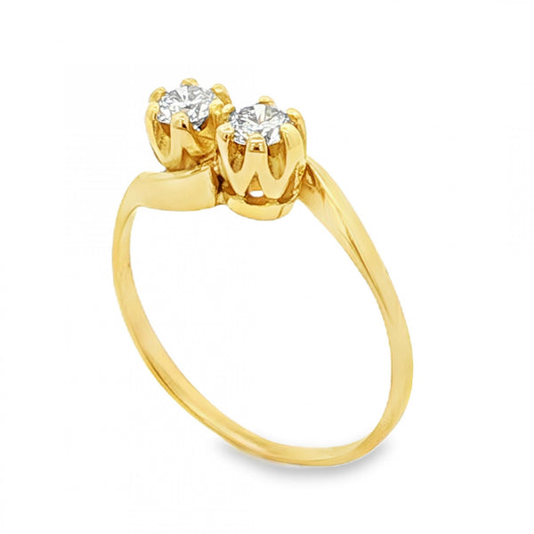 18ct Yellow Gold Two-Stone Diamond Ring - Size K - 0.30ct