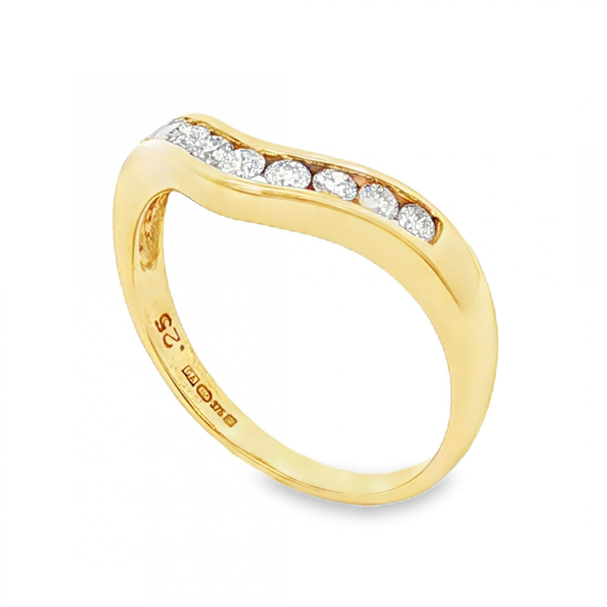 9ct Yellow Gold Diamond Enhancer Ring - Size K½ - 0.25ct