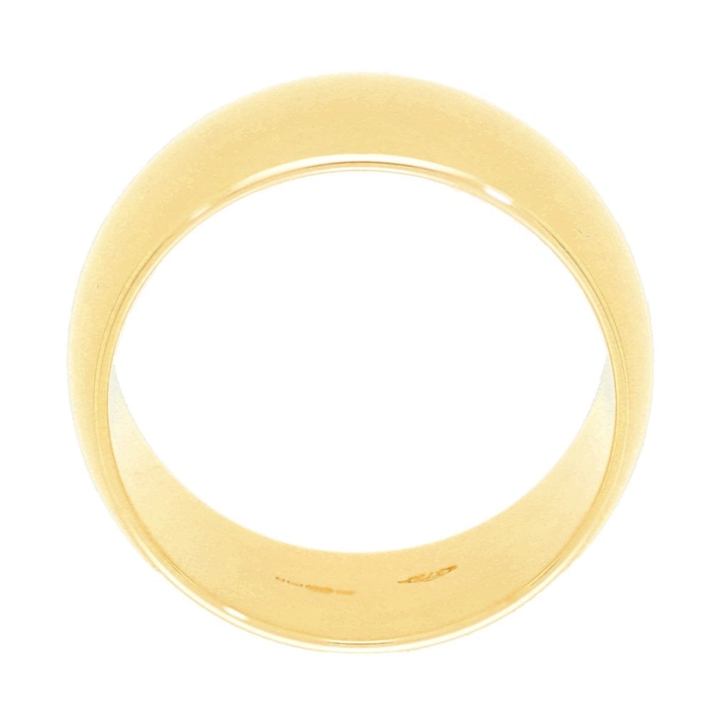 9ct Yellow Gold Plain D-Shape Wedding Band - Size S - 9mm