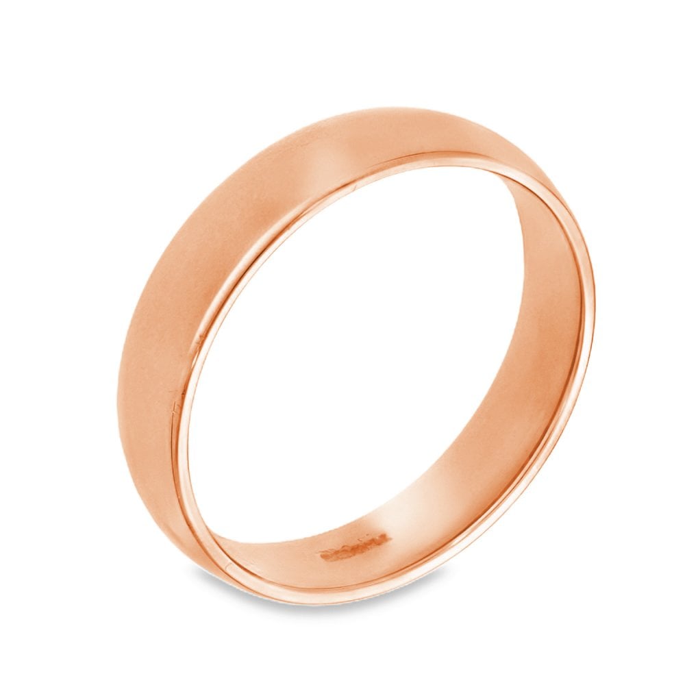 18ct Rose Gold D-Shape Wedding Band - Size U½ - 5mm