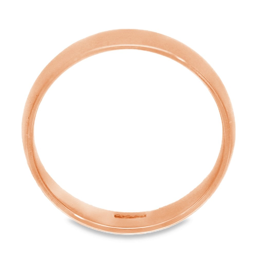 18ct Rose Gold D-Shape Wedding Band - Size U½ - 5mm