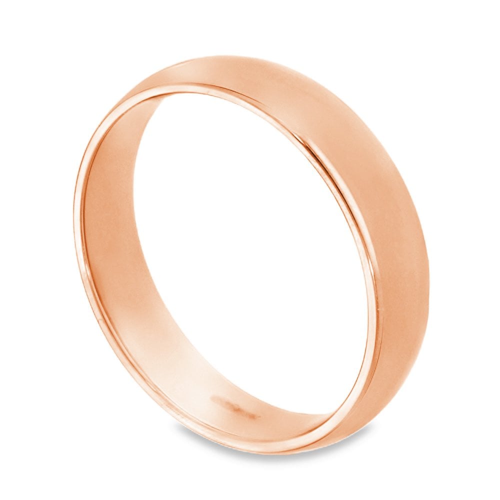 18ct Rose Gold D-Shape Wedding Band - Size U½ - 5mm