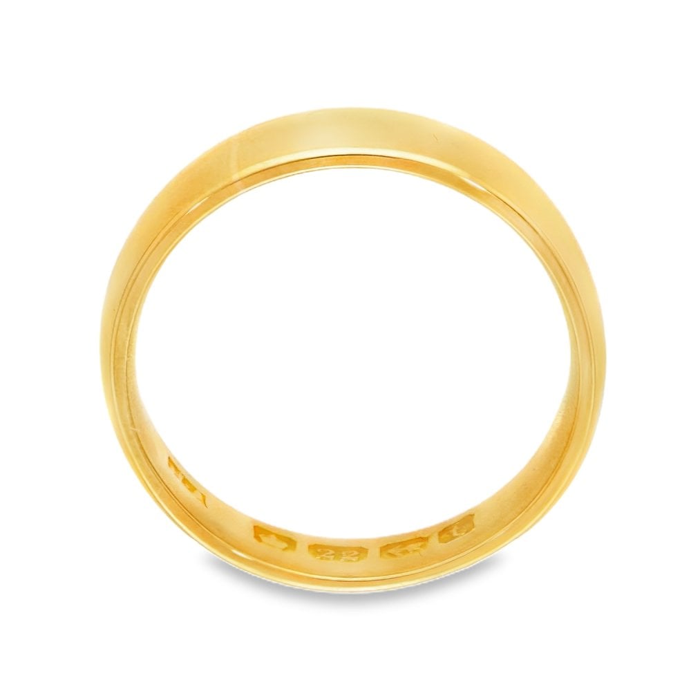 22ct Yellow Gold Court Wedding Band - Size N½ - 4.5mm
