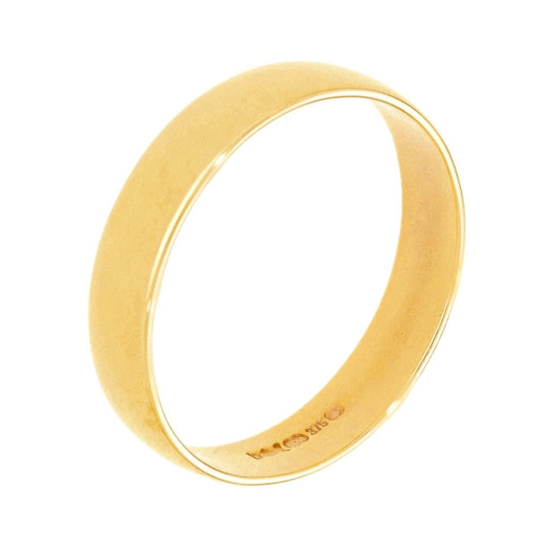 9ct Yellow Gold D-Shape Wedding Band - Size M - 4mm