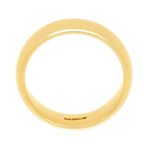 9ct Yellow Gold Plain D-Shape Wedding Band - Size U½ - 7mm