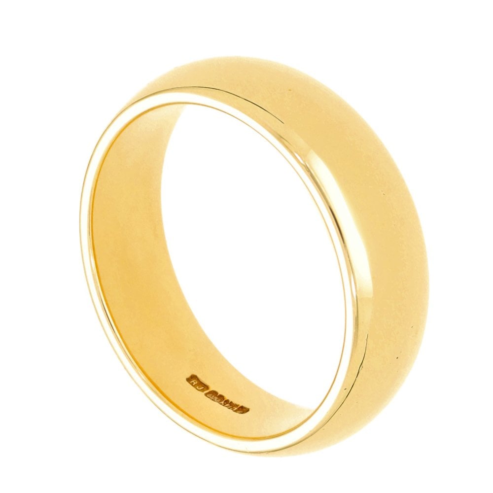 9ct Yellow Gold Plain D-Shape Wedding Band - Size U½ - 7mm