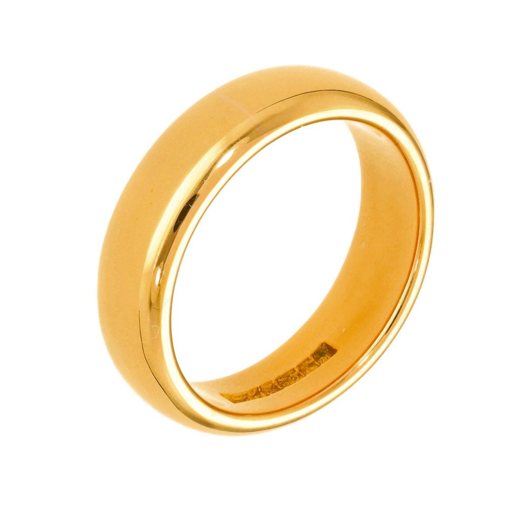 22ct Yellow Gold Plain D-Shape Wedding Band - Size R½ - 6mm