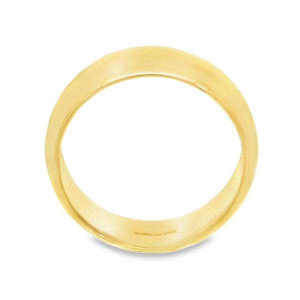 9ct Yellow Gold D-Shape Wedding Band - Size R - 8mm