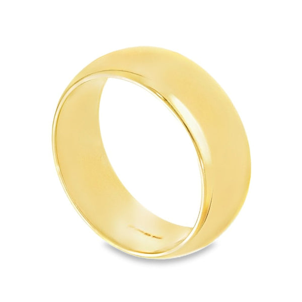 9ct Yellow Gold D-Shape Wedding Band - Size R - 8mm