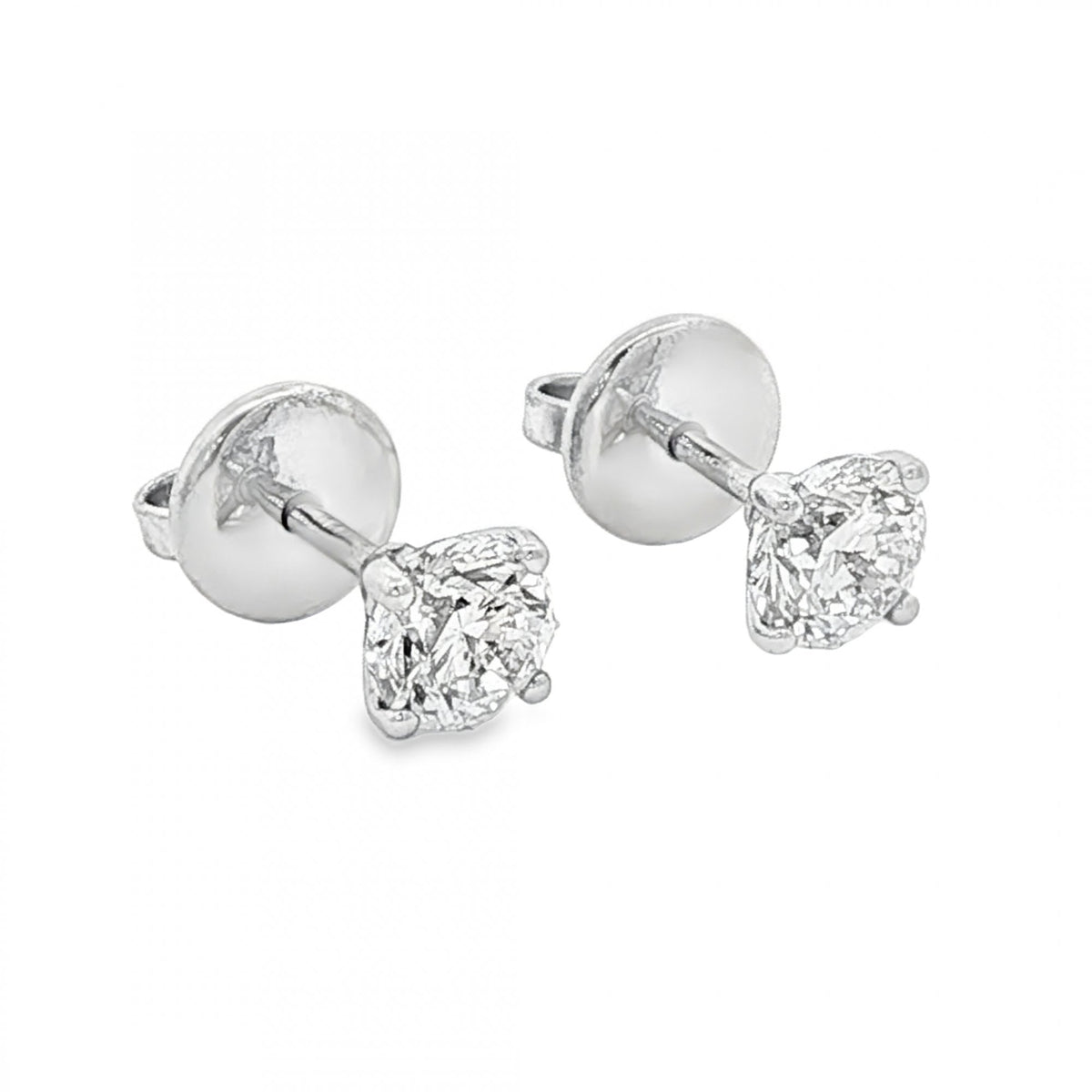 18ct White Gold Diamond Stud Earrings - 5x5mm - 0.97ct