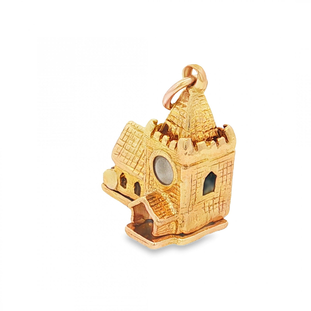 9ct Yellow Gold Hinged Church Charm - 13x16x9mm - 3.2g