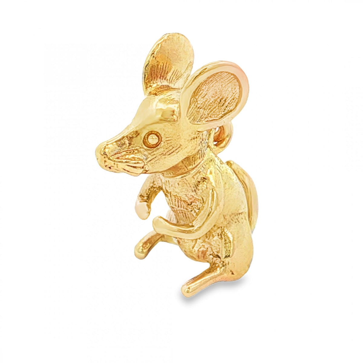 9ct Yellow Gold Rotating Mouse Charm - 8x21x14mm - 5.1g