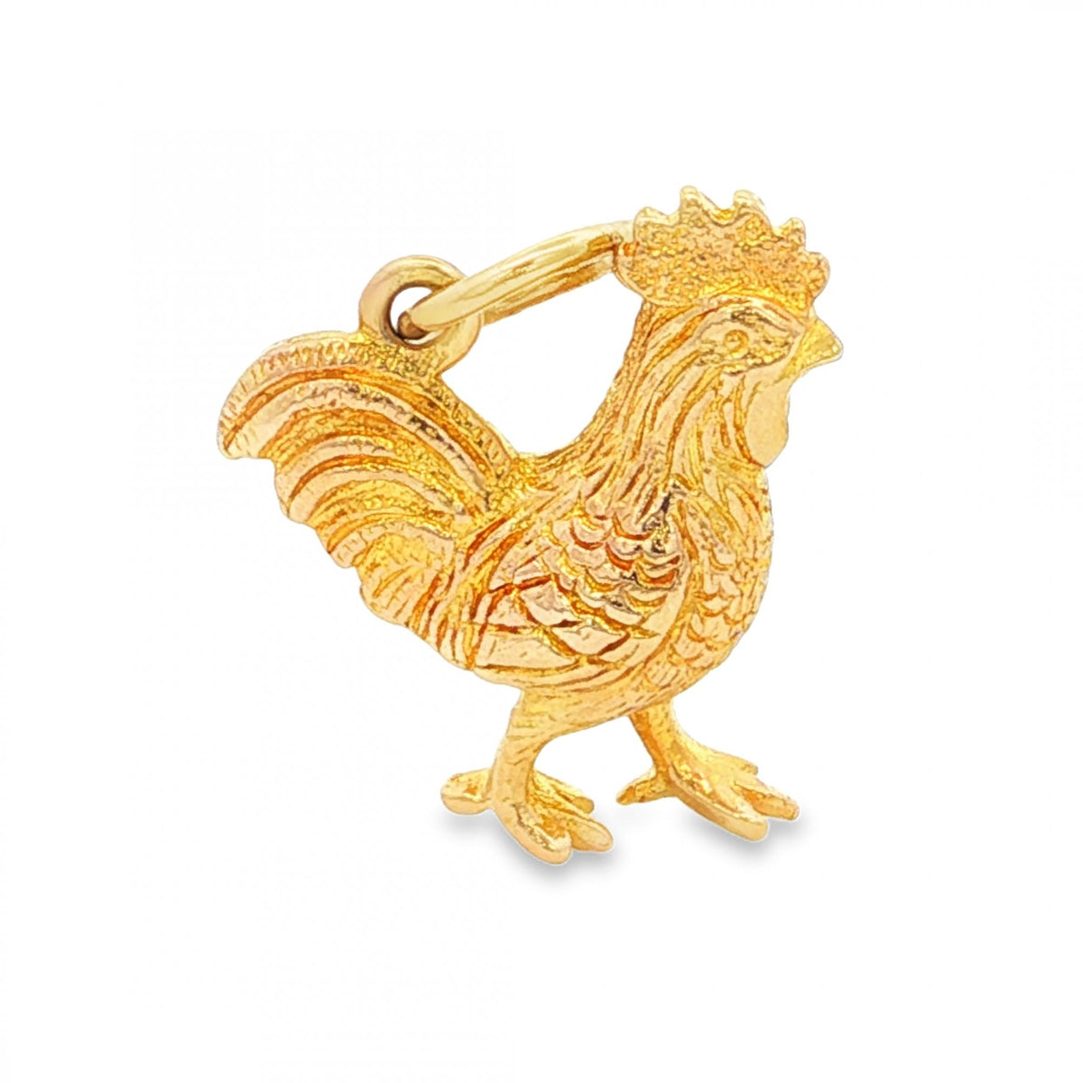 9ct Yellow Gold Cockerel Charm - 15x18x6mm - 3.6g