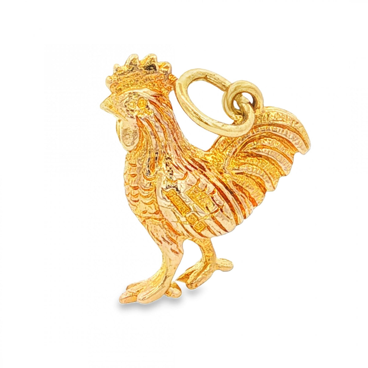 9ct Yellow Gold Cockerel Charm - 15x18x6mm - 3.6g
