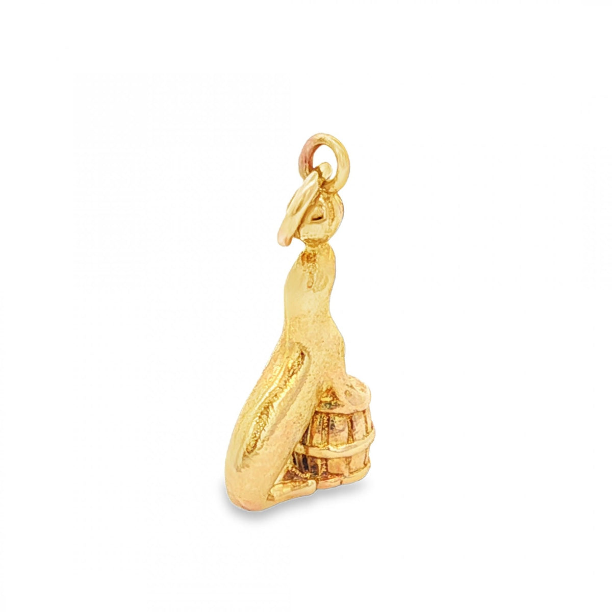 9ct Yellow Gold Seal & Ball Charm - 10x19x4.5mm - 1.6g