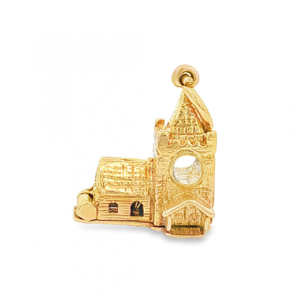 9ct Yellow Gold Hinged Church Charm - 13x16x8mm - 3.0g