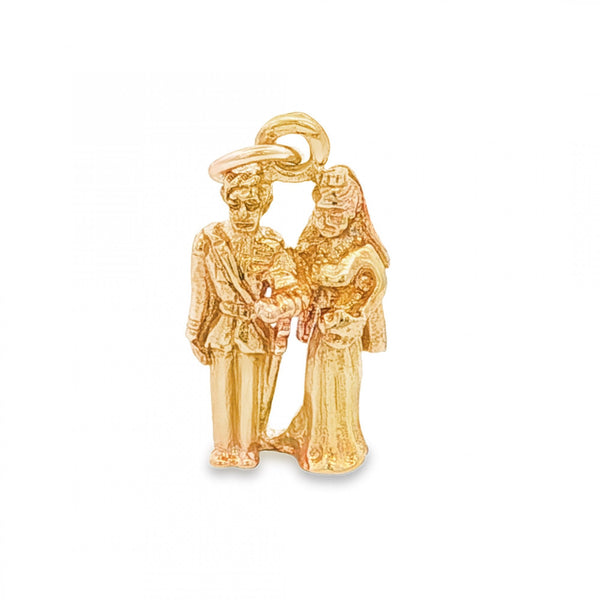 9ct Yellow Gold Bride & Groom Pendant - 9x17x5mm - 1.9g